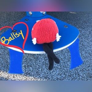 Handmade Knit Wipeout Inspired Ballsy Character Plush Decor TV Show OOAK